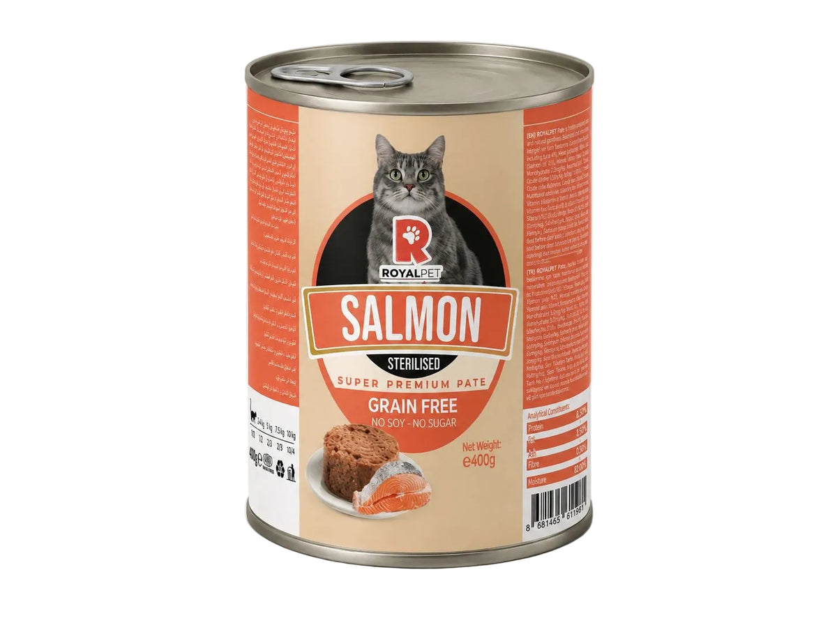 Royal Pet Salmon Grain Free Wet Cat Food for Sterilised Cats 400g – Premium Salmon Pate