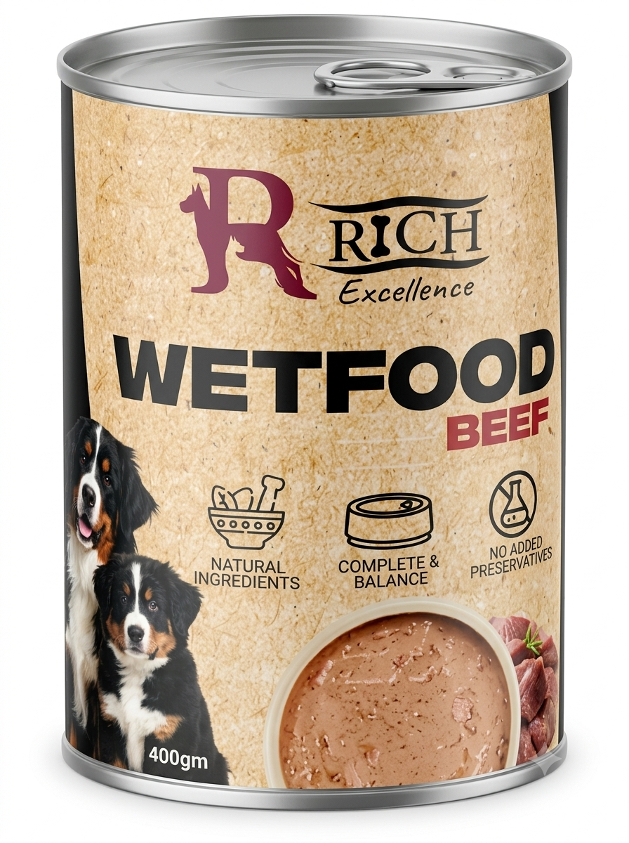 Rich Excellence Wet Dog Food for Adult Dogs with Beef - 400g