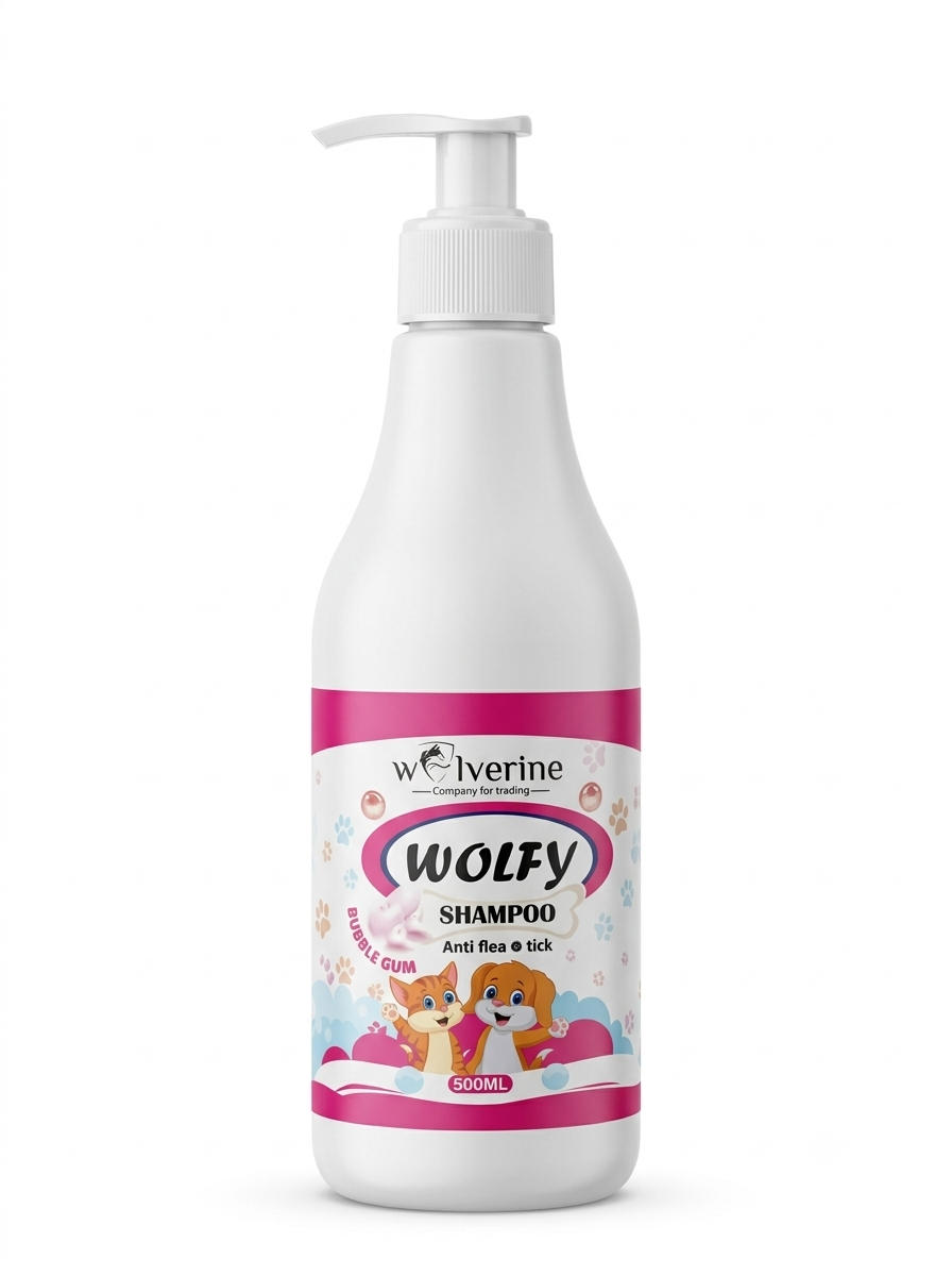 Wolverine WOLFY Anti Flea & Tick Pet Shampoo with Bubble Gum Scent - 500ml